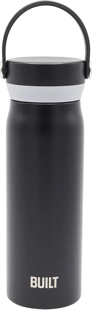 BUILT Cascade Double Wall Vacuum Insulated Stainless Steel Wide Mouth Water Bottle with Comfort Grip and Carry Handle Lid, 20 ounces