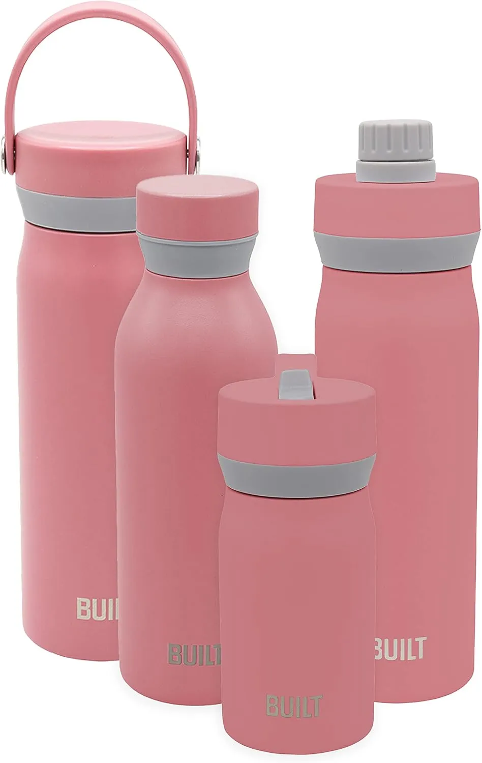 BUILT Cascade Double Wall Vacuum Insulated Stainless Steel Wide Mouth Water Bottle with Comfort Grip and Chug Lid and Carry Handle, 20 ounces
