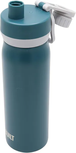BUILT Cascade Double Wall Vacuum Insulated Stainless Steel Wide Mouth Water Bottle with Comfort Grip and Chug Lid and Carry Handle, 20 ounces