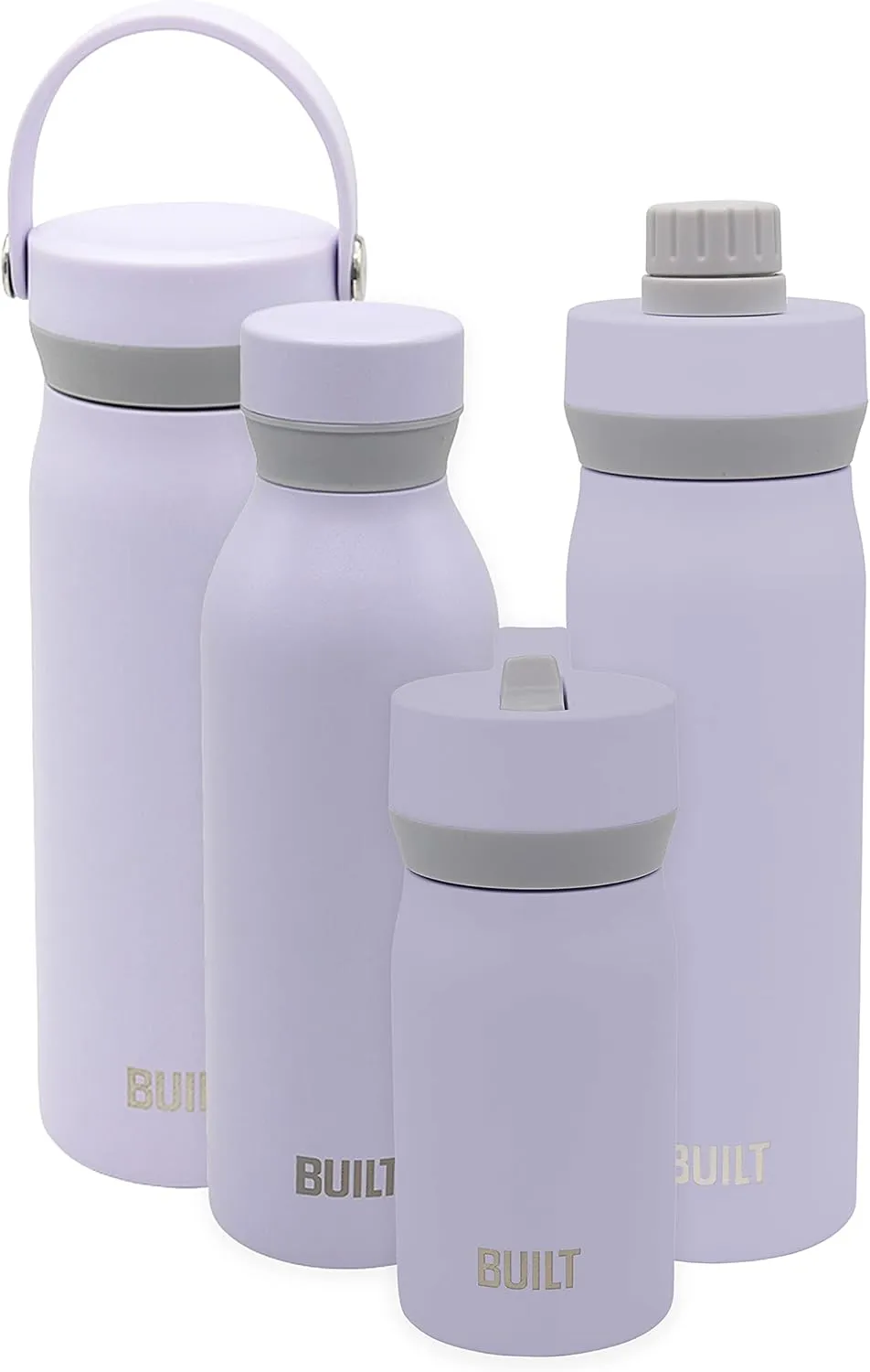 BUILT Cascade Double Wall Vacuum Insulated Stainless Steel Wide Mouth Water Bottle with Comfort Grip and Chug Lid and Carry Handle, 20 ounces