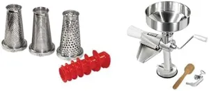 Bundle of Weston 4 Piece Accessory Kit for Tomato Press and Sauce Maker,Silver   Weston Metal Tomato Strainer, 1 Gallon Hopper, Stainless Steel