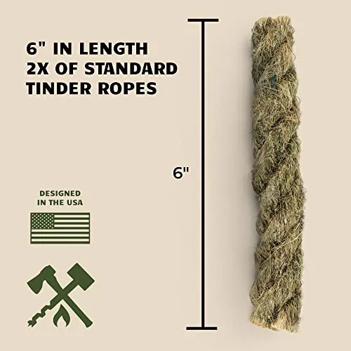 Bushcraft Survival Gear Ferro Rod Fire Starter | Flint and Steel Campfire Starter Kit w/Tinder Rope | Waterproof Magnesium Firestarter Tool For Camping and Backpacking