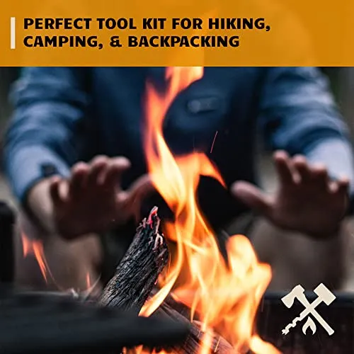 Bushcraft Survival Gear Ferro Rod Fire Starter | Flint and Steel Campfire Starter Kit w/Tinder Rope | Waterproof Magnesium Firestarter Tool For Camping and Backpacking