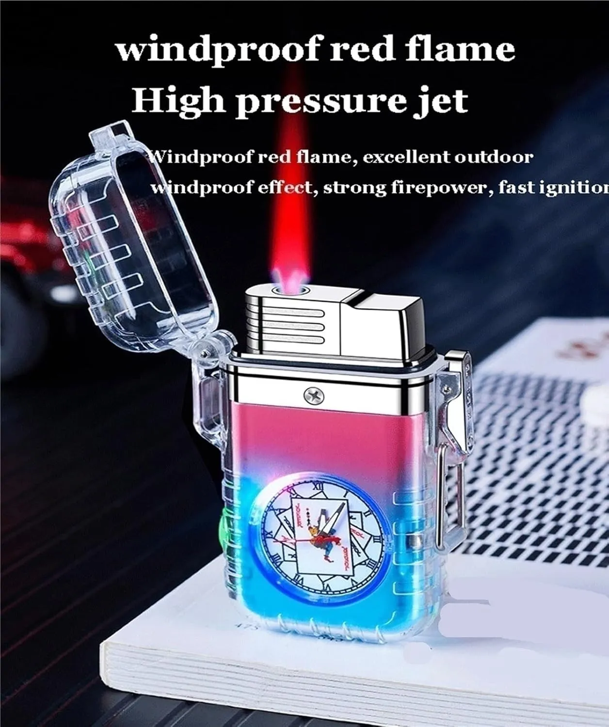 Butane lighters, Waterproof lighters, Metal lighters, Portable lighters, Windproof lighters, Adjustable Flame lighters (Without Butane)(Pink)
