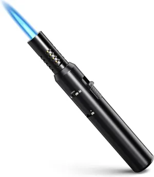 Butane Torch Lighter, Refillable Kitchen Blow Torch with Safety Lock & Adjustable Flame for DIY BBQ Baking Desserts and Soldering Camping(No Prefilled)