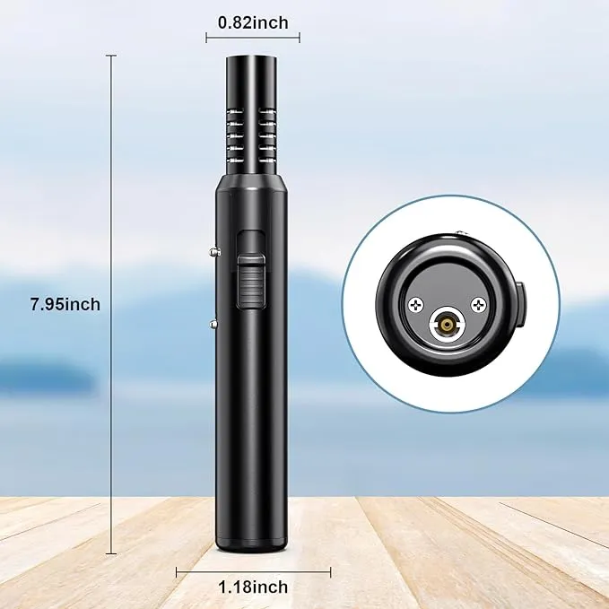 Butane Torch Lighter, Refillable Kitchen Blow Torch with Safety Lock & Adjustable Flame for DIY BBQ Baking Desserts and Soldering Camping(No Prefilled)