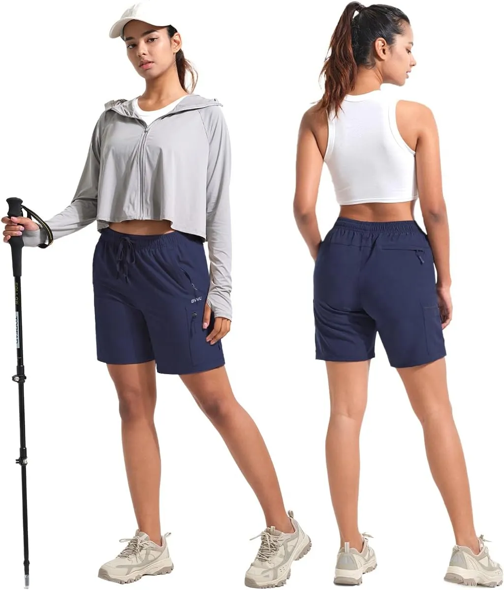 BVVU Women's Hiking Cargo Shorts Lightweight 7" Athletic Shorts for Women Quick Dry Casual Travel with Pockets