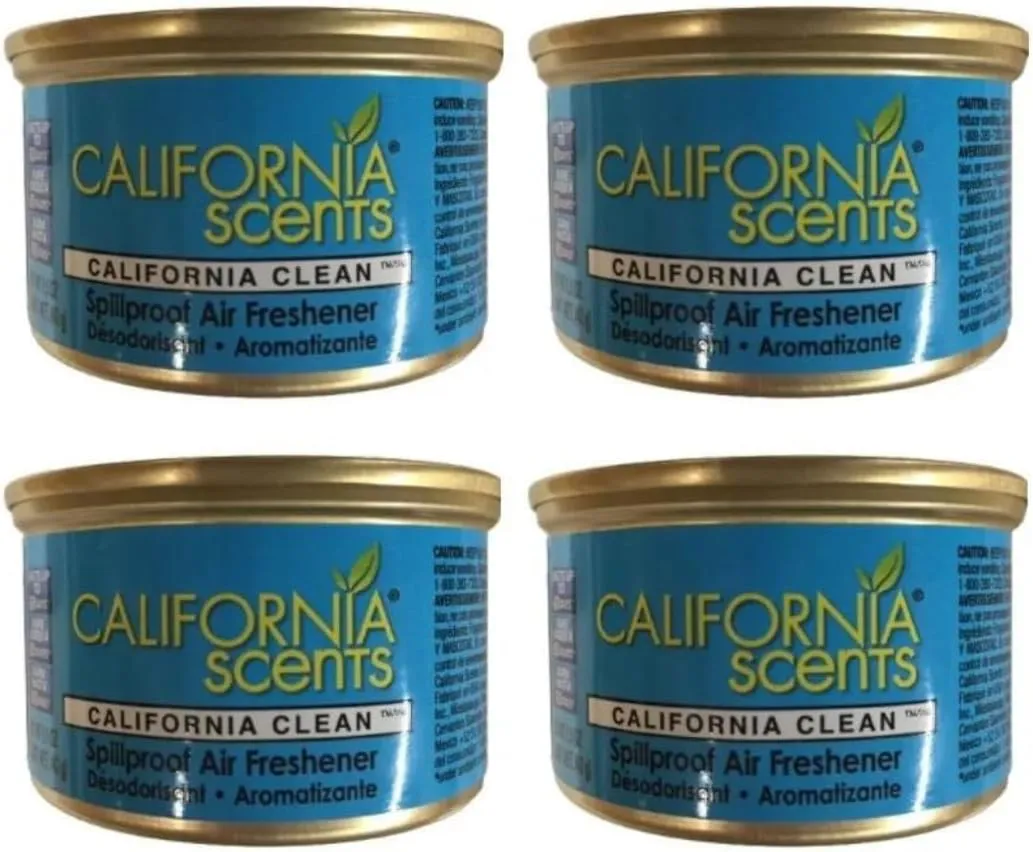 California Scents Spillproof Air Freshner Can- CALIFORNIA CLEAN | 4 Pack, Blue