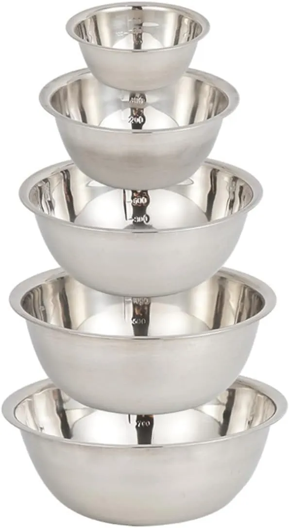 Camping Bowl Set Portable Multifunction Stainless Steel Bowl Cookware Kit Silver 5PCS Camping Set