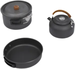Camping Cooker Set Camping Cooking Set Folding Handle Camping Pot Frying Pan Kettle for Traveling Hiking Backpacking Outdoor