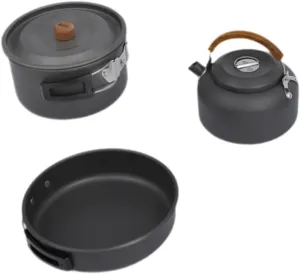 Camping Cooking Gear Camping Pot Frying Pan Kettle Folding Handle Camping Cookware Set for Backpacking Outdoor Kitchen Hiking