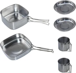 Camping Cooking Mess Kit, 6Pcs Picnic Camping Dishes Set, Cup   Plate   Soup Pot   Frying Pan, with Storage Bag for Hiking Backpacking Picnic Camping