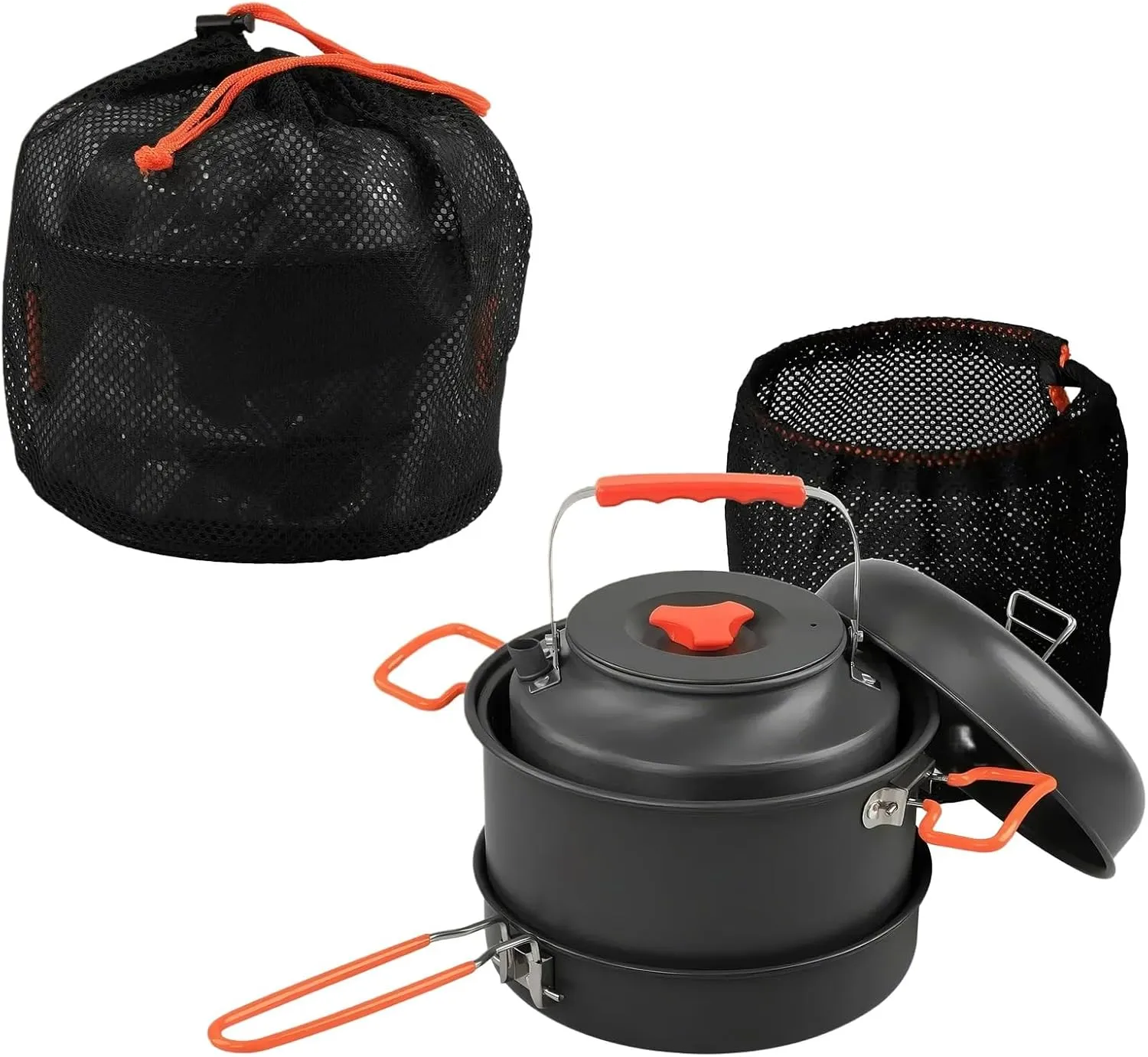 Camping Cooking Set Camping Pots and Pans Set, Aluminium Camping Cookware Kit, Protable Cooking Mess Kit for 3-4 People for Camping Picnic Hiking Etc