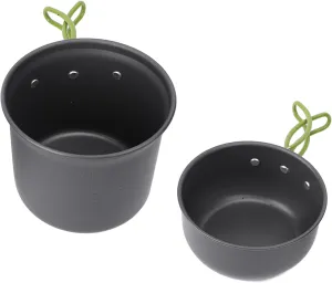 Camping Cooking Set with Aluminum Alloy Pots, Foldable Spoon and Fork,Compact Mess Kit for 1 or 2 People with Carry Bag for Outdoor Adventures
