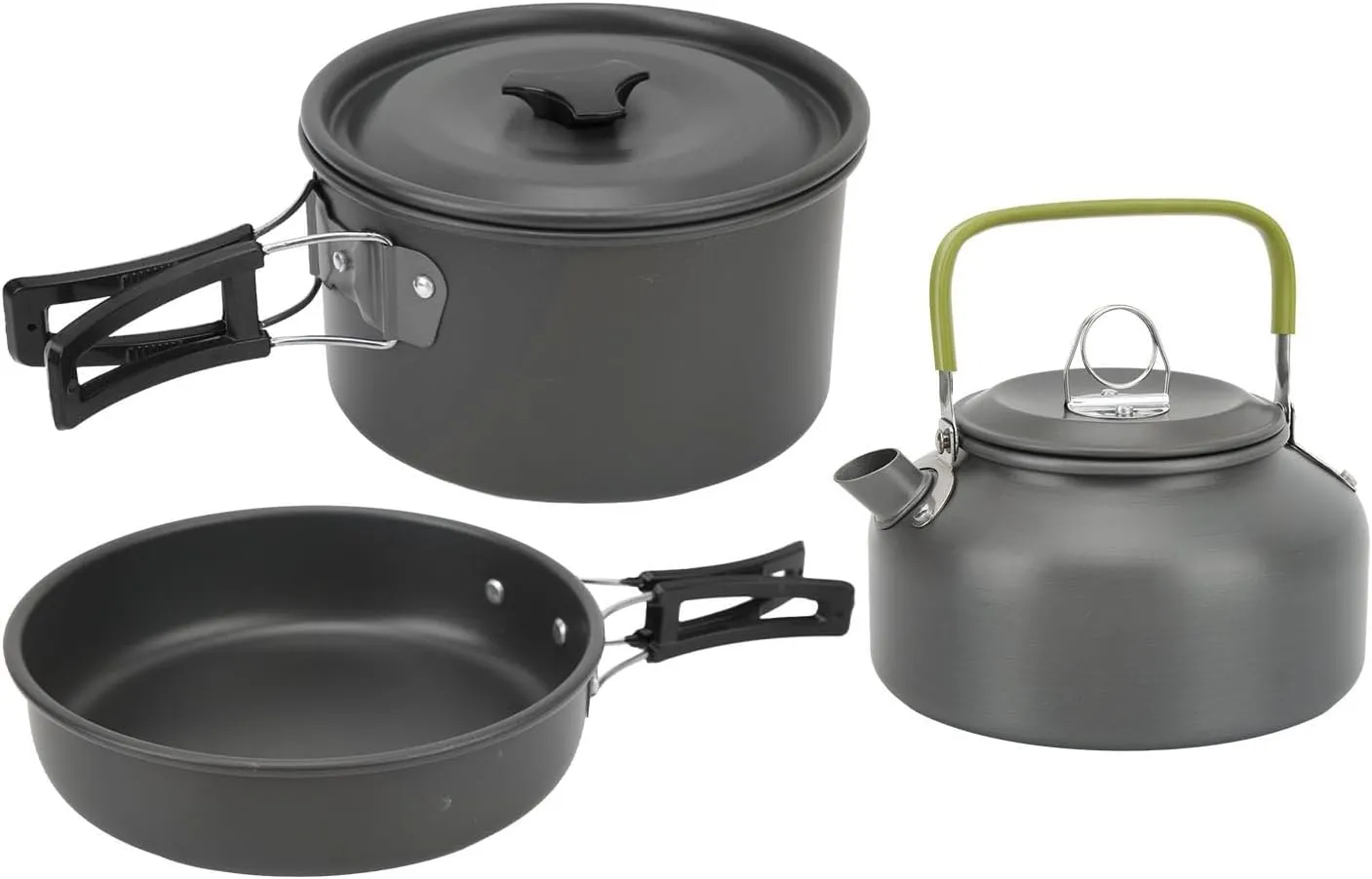 Camping Cooking Set,Camping Cookware Mess Kit,Portable Camping Cooking Set for Backpacking Pot Pan Teapot Folding Fork Knife Spoon Kitfor Camping, Picnic, RVs