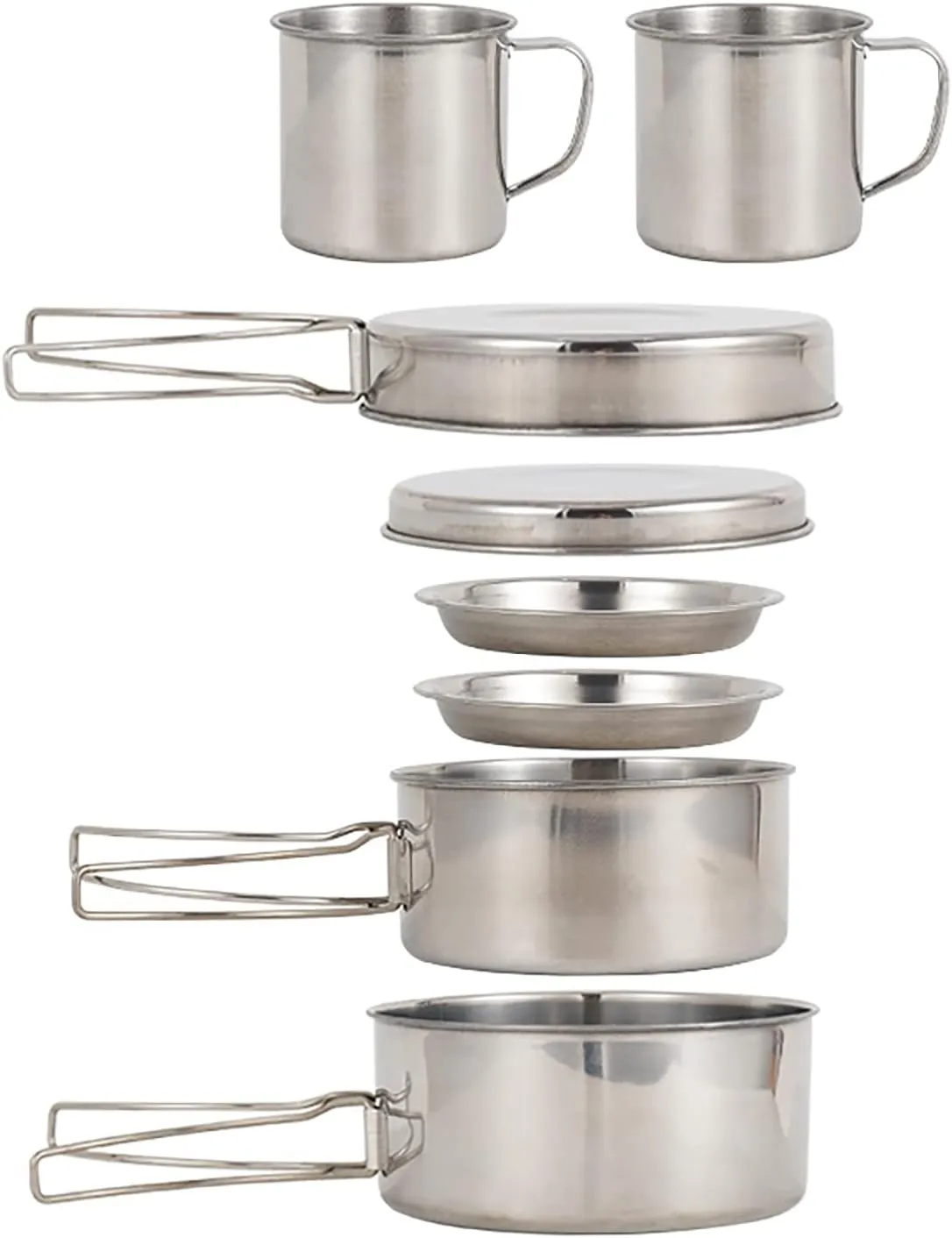 Camping Cookware Mess Kit, Camping Cookware Mess Kit 8PCS Stainless Steel Cooking Pot and Pan Set with Plates Cups for Outdoor Camping Hiking Backpacking