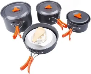 Camping Cookware Mess Kit Nonstick Backpacking Cooking Set Picnic Lightweight Cookware Sets Gear for Backpacking Family Hiking Picnic