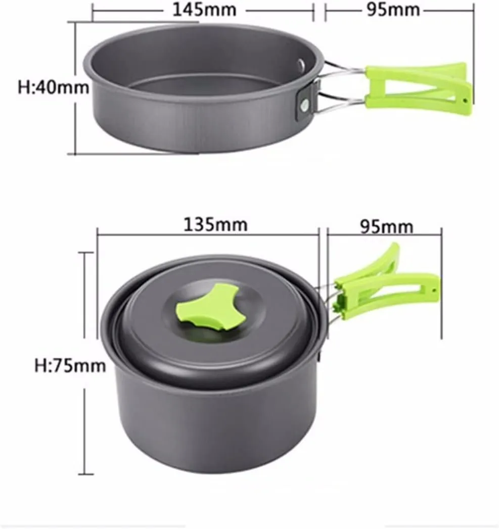 Camping Cookware Mess Kit,Camping Gear Campfire Utensils,9 Pcs Lightweight & Compact Backpacking Cooking Set Cooking Equipment Stackable Pot Pan Bowls with Storage Bag for Outdoor Hiking, Black