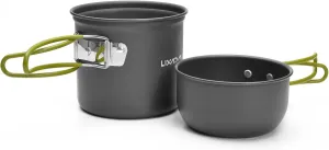 Camping Cookware Portable Mess Kit, Camping Pot and Pans Cooking Set, Comes with a Mesh Bag for Camping Backpacking Hiking Outdoor Cooking and Picnic (Green)