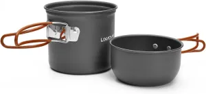 Camping Cookware Portable Mess Kit, Camping Pot and Pans Cooking Set, Comes with a Mesh Bag for Camping Backpacking Hiking Outdoor Cooking and Picnic