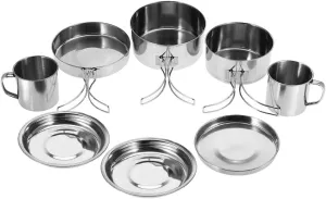 Camping Cookware Set, 8PCS Lightweight Stackable Camping Pots and Pans Plate Set Camping Gear for Outdoor Camping Picnic