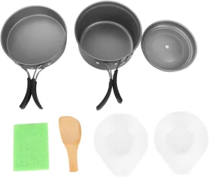 Camping Cookware Set Aluminum Pot Bowl Spoon Pp Material Compact for Backpacking Hiking Outdoor Cooking