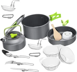 Camping Cookware Set Picnic BBQ Pot Camping Mess Kit Compact Kitchen Accessories