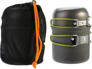 Camping Foldable Pan, Compact Aluminium Alloy Pot Set Foldable Handgrip with Storage Bag Camping Cookware Mess Kit for Outdoor Camping Survival