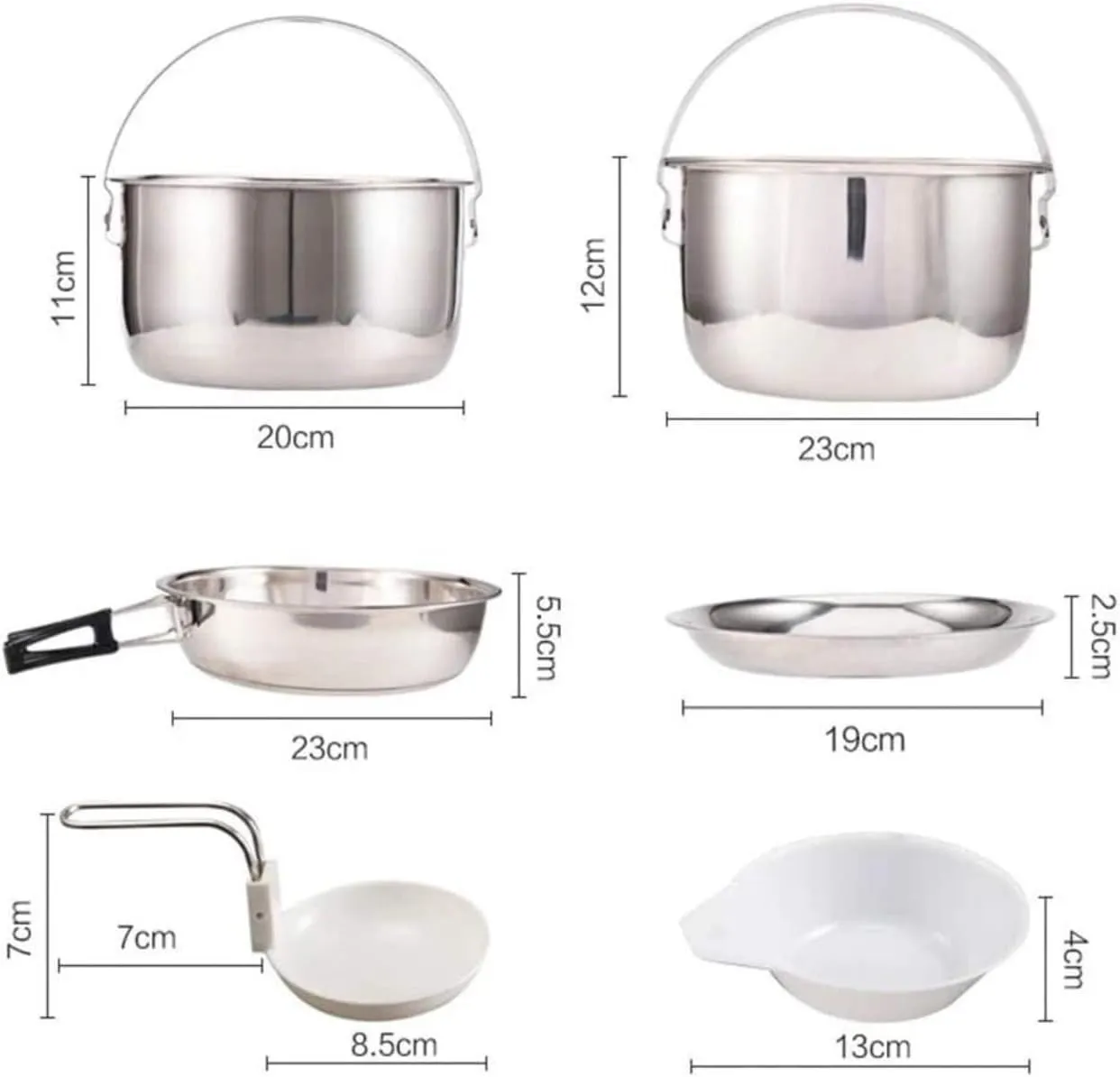 Camping Kitchen Utensil Stainless Steel Folding Handle Hanging Pot Frying Pan Dish Cookware Set Portable Outdoor Camping Picnic for Outdoor Cooking
