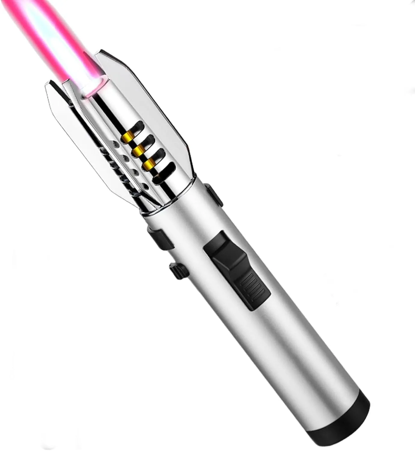Camping Outdoor Windproof Straight Flame Lighter, 2025 New 360° Inverted Ignition, Adjustable, Suitable for All Environments, Gift for Men, with Gift Box (Green)