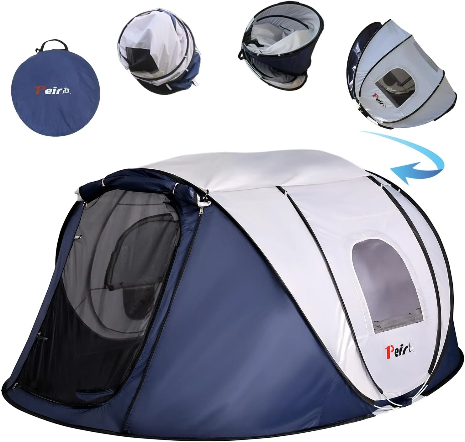 Camping Pop Up Tent, 2-4 Person Automatic Easy Setup Tents, 2 Doors-Instant Popup Family Tents for Camping, Hiking, Traveling