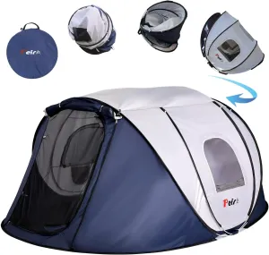 Camping Pop Up Tent, 2-4 Person Automatic Easy Setup Tents, 2 Doors-Instant Popup Family Tents for Camping, Hiking, Traveling