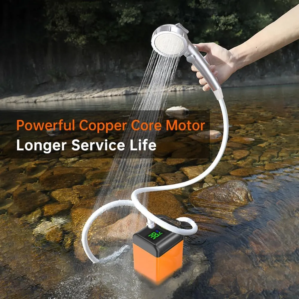 Camping Shower Pump, Shower Pump with Digital Display Outdoor Camping Shower Pump with Ligent Digital Display Electric Portable Camping Shower