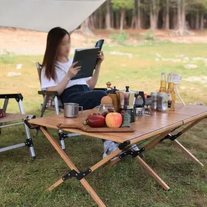 Camping Table, Lightweight Folding Camping Table, Portable Roll up Aluminum Table with Carry Bag for Picnic, Cooking, Camping, Beach(A)