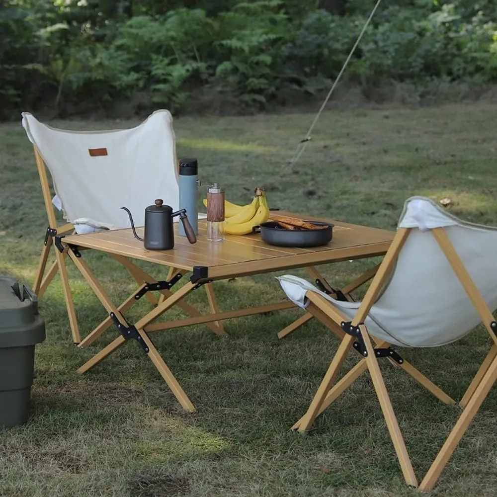 Camping Table, Lightweight Folding Camping Table, Portable Roll up Aluminum Table with Carry Bag for Picnic, Cooking, Camping, Beach(A)