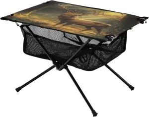 Camping Table Lightweight Portable Folding Table with Mesh Storage Net Animal Deer Forest Ideal for Camping Hiking Beach Picnic Travel Backyard