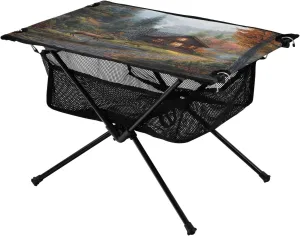 Camping Table Lightweight Portable Folding Table with Mesh Storage Net Animal Deer House Ideal for Camping Hiking Beach Picnic Travel Backyard