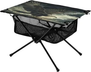 Camping Table Lightweight Portable Folding Table with Mesh Storage Net Black Sky Eagle Vulture Ideal for Camping Hiking Beach Picnic Travel Backyard
