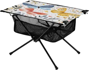 Camping Table Lightweight Portable Folding Table with Mesh Storage Net Butterfly Flower Color Dots Ideal for Camping Hiking Beach Picnic Travel Backyard
