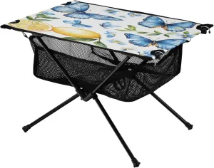 Camping Table Lightweight Portable Folding Table with Mesh Storage Net Butterfly Flower Lemon Ideal for Camping Hiking Beach Picnic Travel Backyard