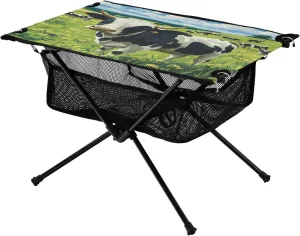 Camping Table Lightweight Portable Folding Table with Mesh Storage Net Cattle Cow Ideal for Camping Hiking Beach Picnic Travel Backyard