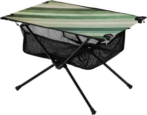 Camping Table Lightweight Portable Folding Table with Mesh Storage Net Diagonal Stripes Colour Green Ideal for Camping Hiking Beach Picnic Travel Backyard