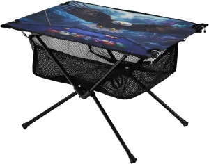 Camping Table Lightweight Portable Folding Table with Mesh Storage Net Eagle Vulture Billiards Ideal for Camping Hiking Beach Picnic Travel Backyard