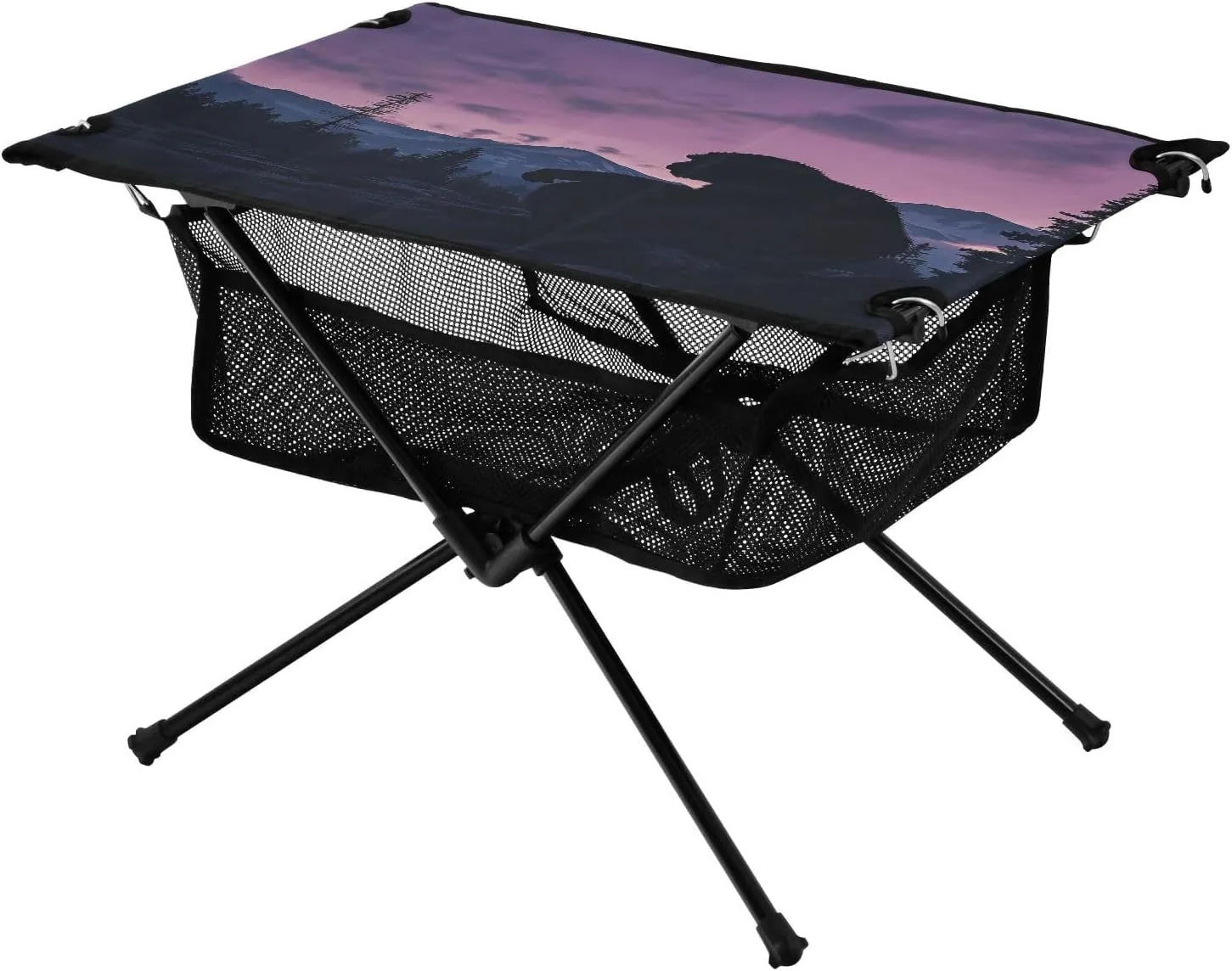 Camping Table Lightweight Portable Folding Table with Mesh Storage Net Orangutan Bigfoot Mountain Ideal for Camping Hiking Beach Picnic Travel Backyard