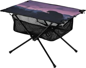 Camping Table Lightweight Portable Folding Table with Mesh Storage Net Orangutan Bigfoot Mountain Ideal for Camping Hiking Beach Picnic Travel Backyard