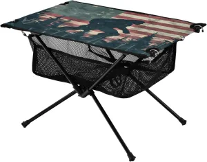 Camping Table Lightweight Portable Folding Table with Mesh Storage Net Orangutan Bigfoot USA Ideal for Camping Hiking Beach Picnic Travel Backyard