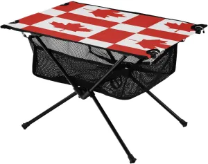 Camping Table Lightweight Portable Folding Table with Mesh Storage Net Red Canada Flag Grid Ideal for Camping Hiking Beach Picnic Travel Backyard