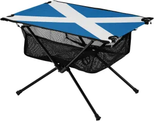 Camping Table Lightweight Portable Folding Table with Mesh Storage Net Scotland Flag Blue White Ideal for Camping Hiking Beach Picnic Travel Backyard