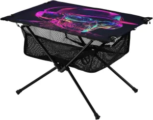Camping Table Lightweight Portable Folding Table with Mesh Storage Net Skull Music Ideal for Camping Hiking Beach Picnic Travel Backyard