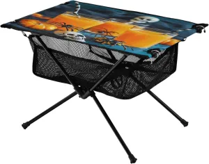 Camping Table Lightweight Portable Folding Table with Mesh Storage Net Skull Spider Ideal for Camping Hiking Beach Picnic Travel Backyard